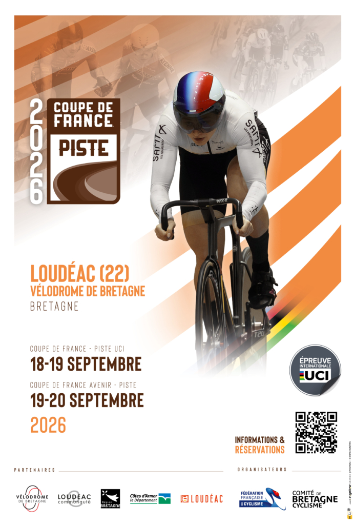 Affiche de la Coupe de France Piste UCI & Avenir 2026 au Vélodrome de Bretagne, Loudéac